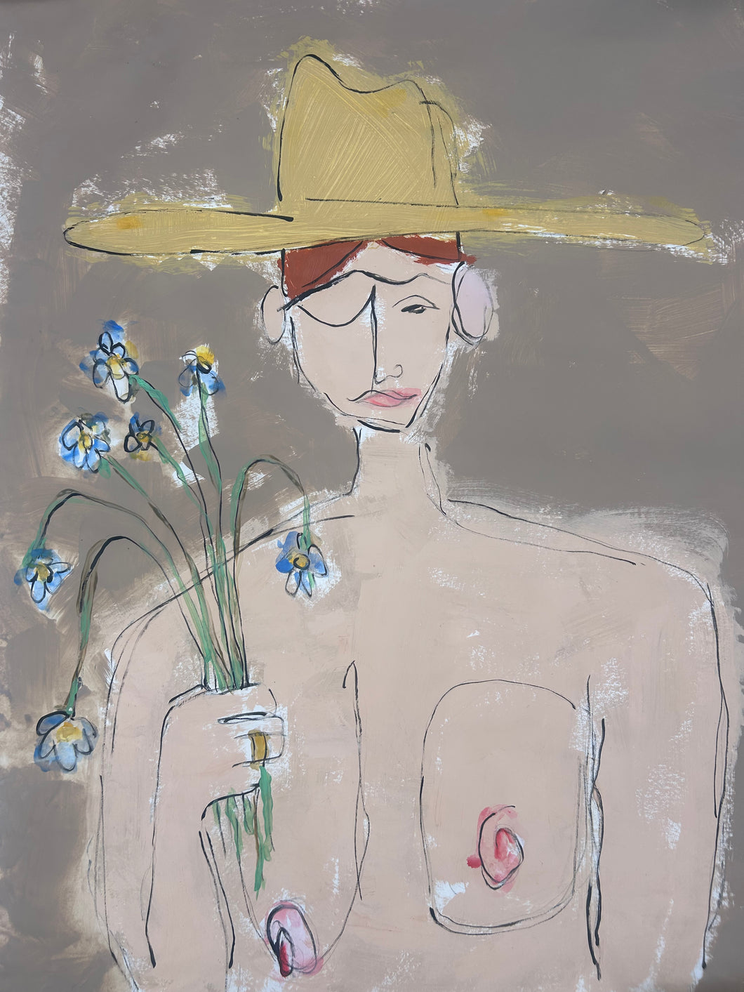 Woman and Flowers - Signed Print