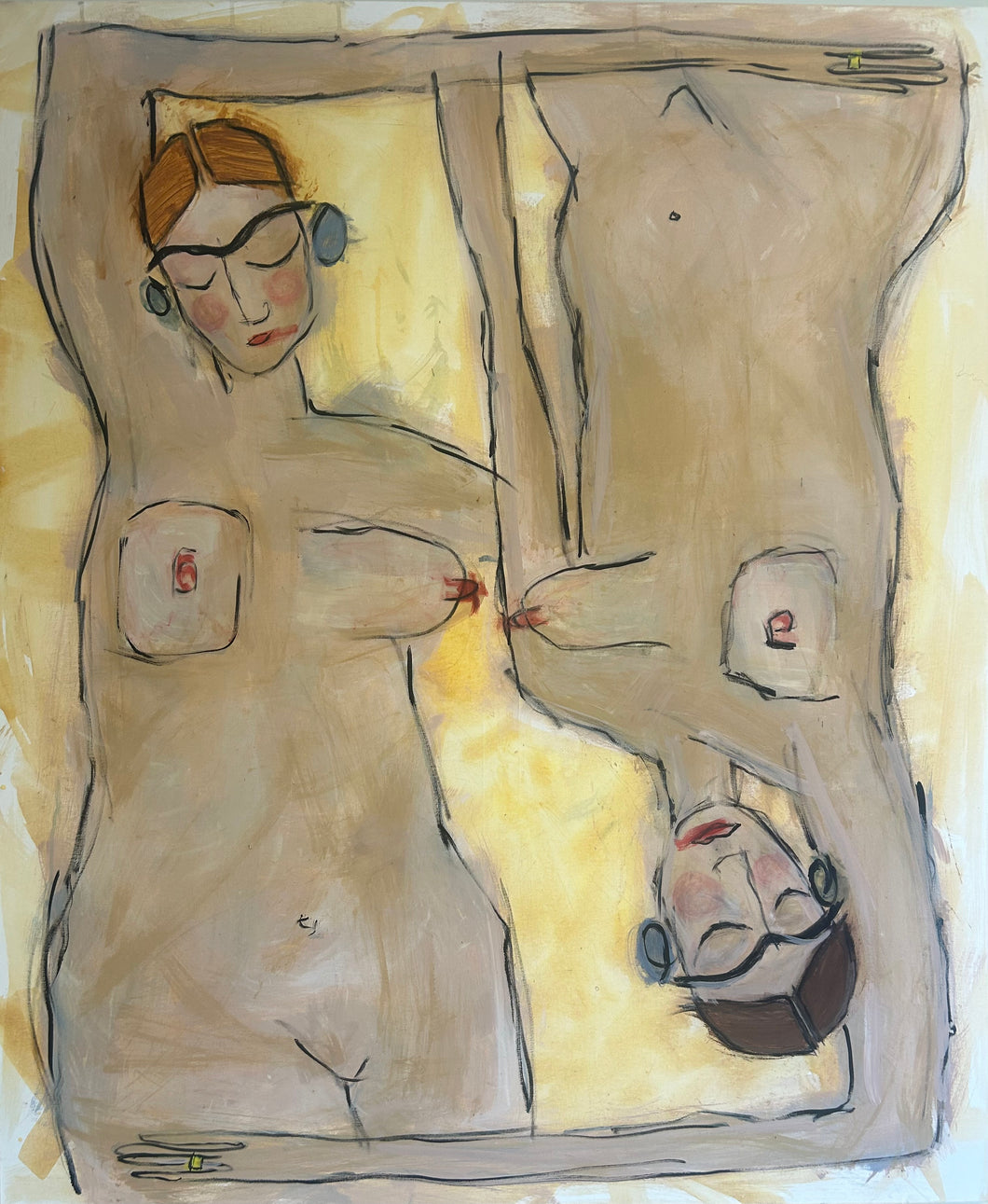 Two Nudes On Canvas - Signed Print
