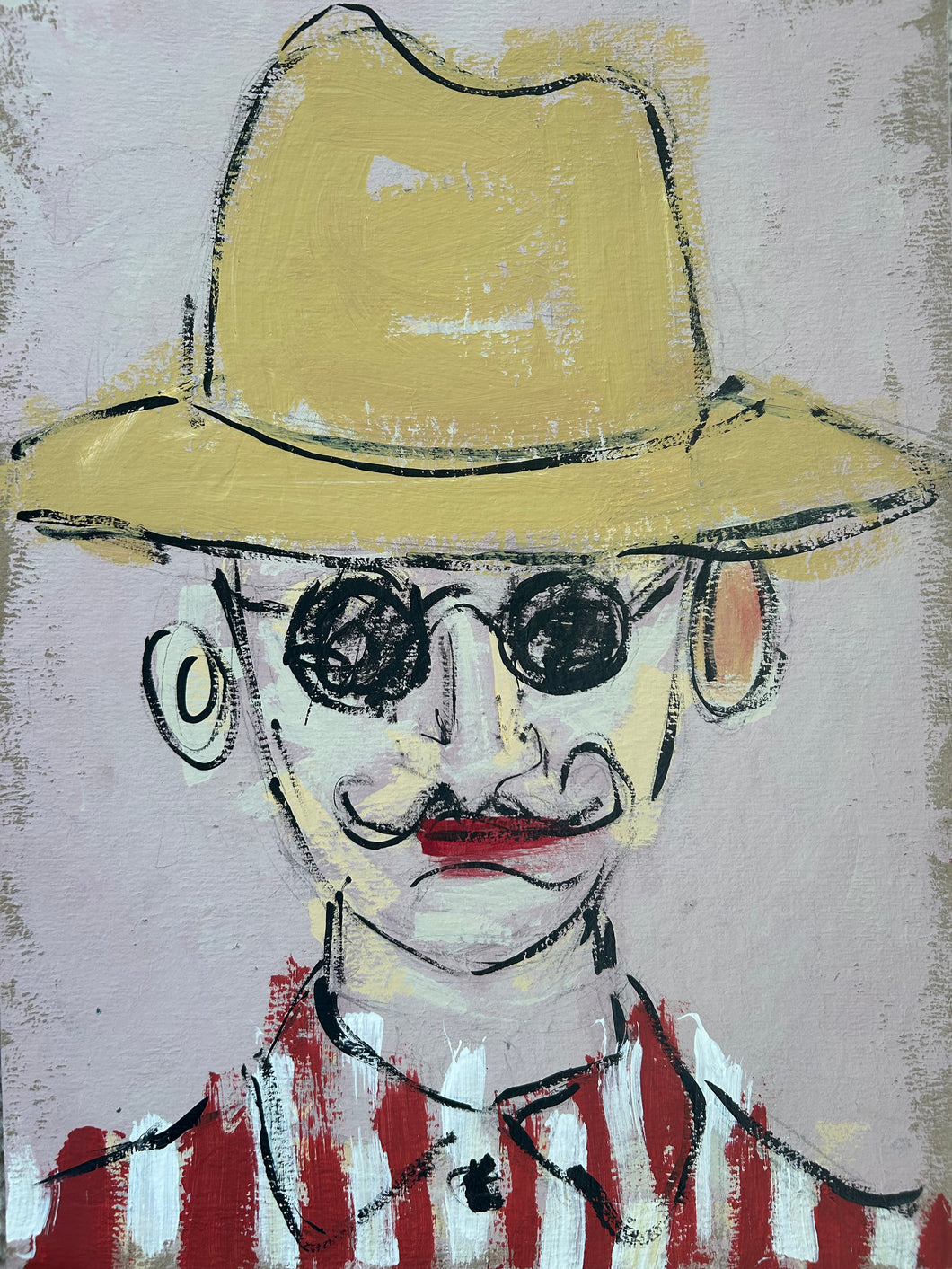 Man In Glasses on card - Original