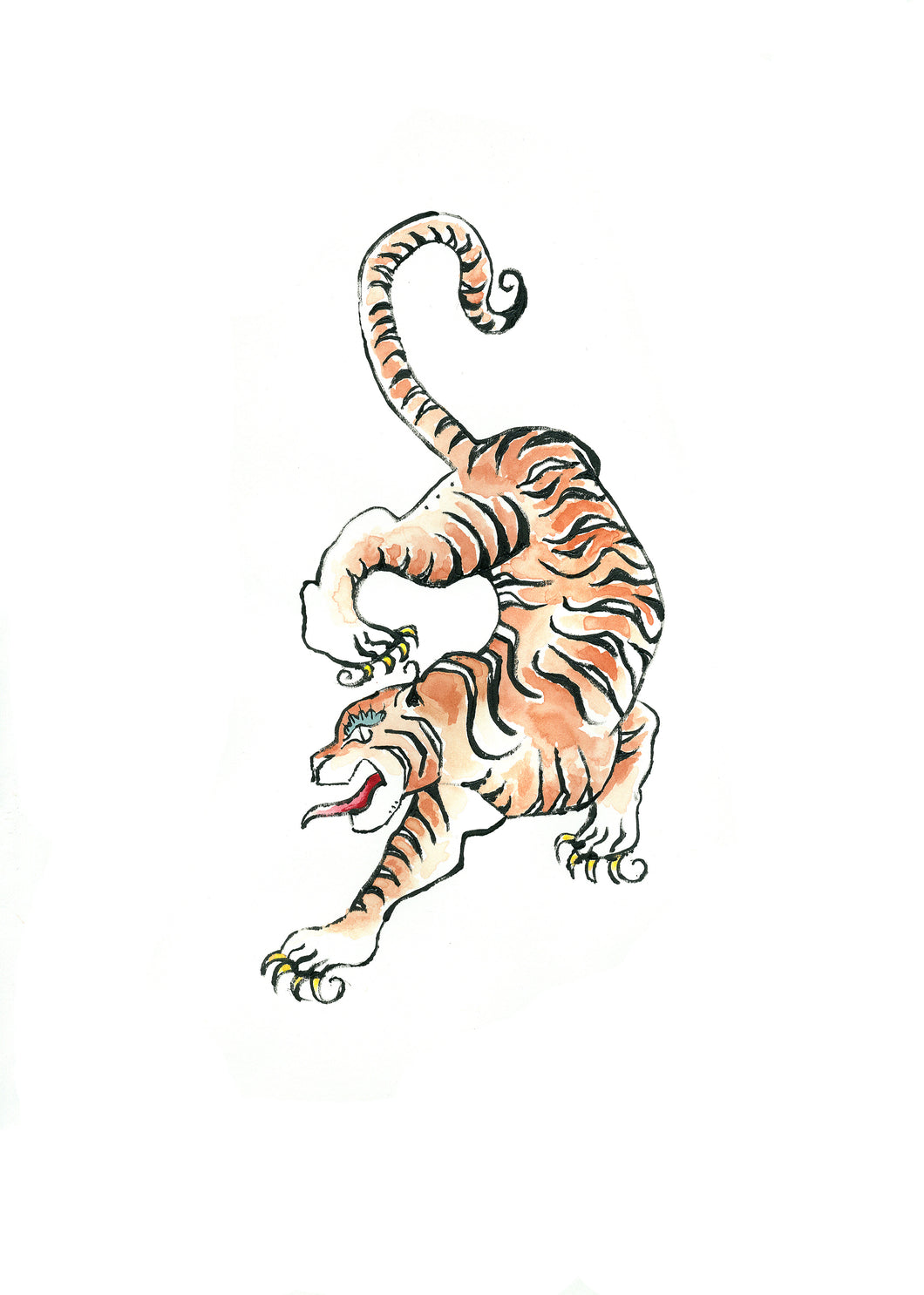 Tibetan Tiger Climbing - Signed Print