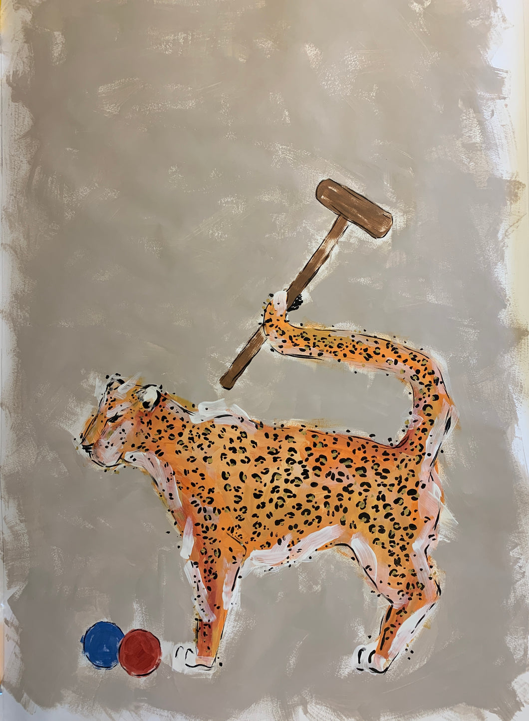 Leopard Playing Croquet- Signed Print