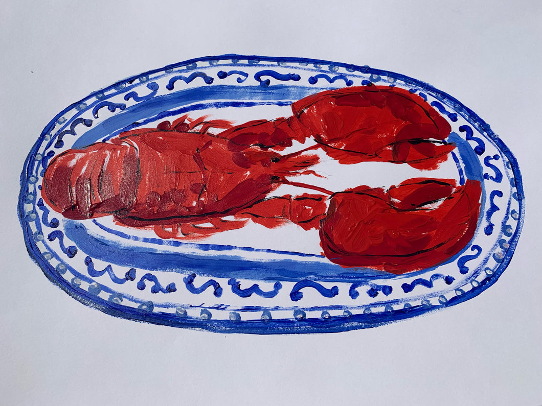 Lobster On Plate - Signed Print