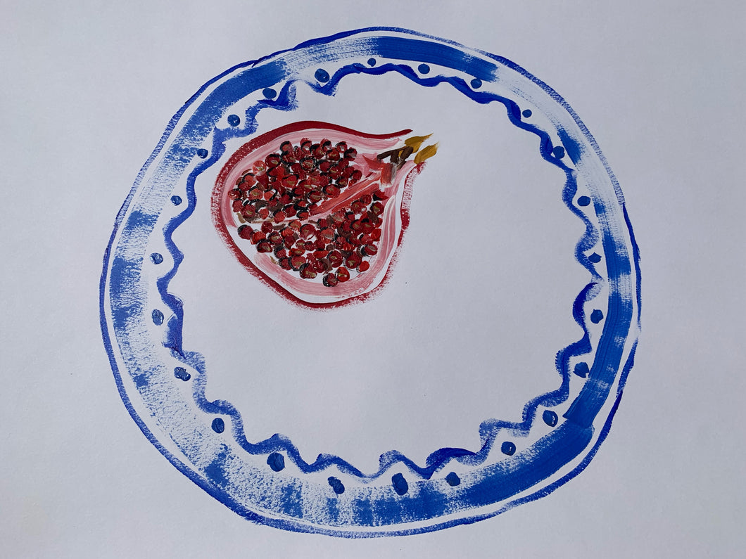 Pomegranate On Plate - Original