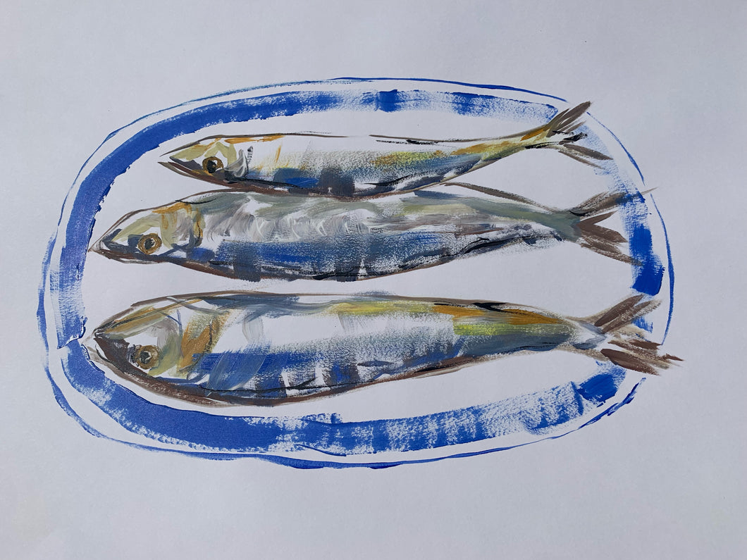 Sardines On Plate - Signed Print
